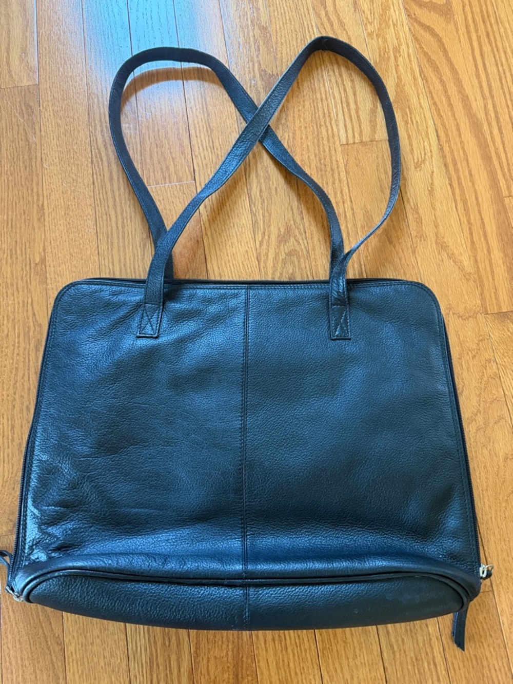 LATICO Carmen Black Floral Lined Soft Leather Zip Tote Shoulder Bag Purse